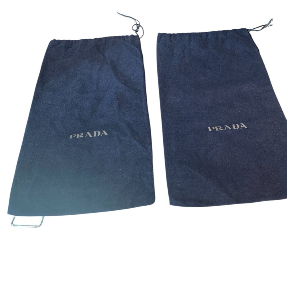 PAIR of Prada dark blue soft flannel shoe dust bags 8” x 14”